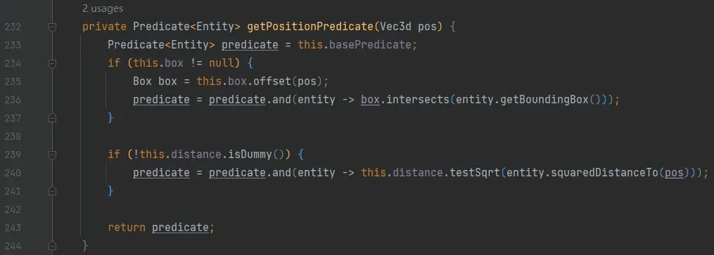 EntitySelector#getPositionPredicate